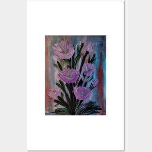 Some abstract purple lillys flowers grow wild Posters and Art